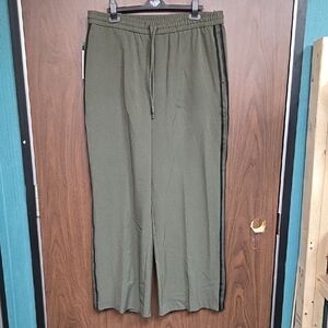 Rachel Rachel Roy Size XL Olive and Black High Rise Wide Leg Trouser Style Pant